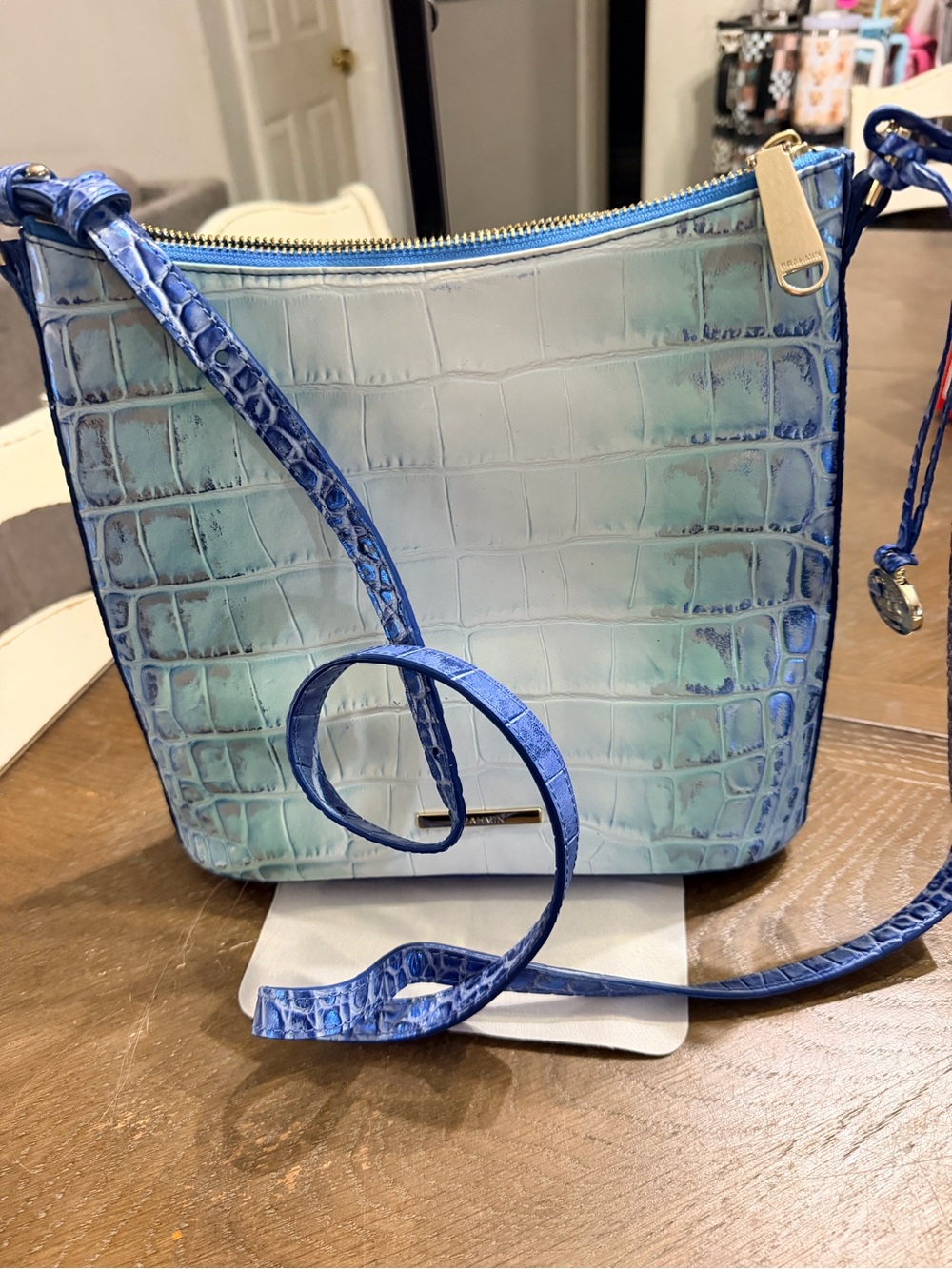 Brahmin Katie Blue Ombre Croc-Embossed Crossbody Bag - Women's Shoulder Bag